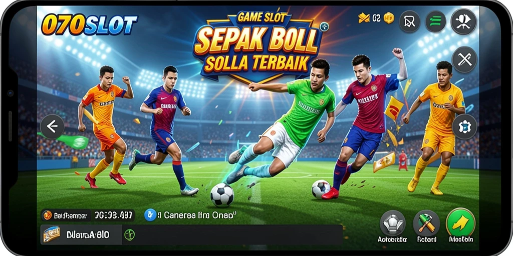 Tangkapan layar gameplay 070SLOT yang menunjukkan simbol sepak bola yang menarik.