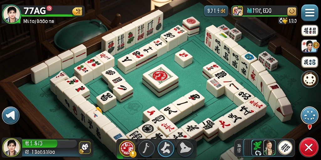 Tampilan gameplay Mahjong yang seru dan menantang di 77AG.