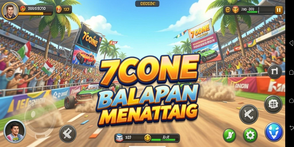 Tampilan gameplay balapan yang mendebarkan di 7CONE.