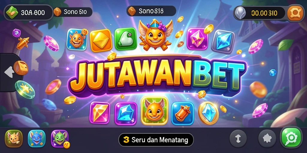 Screenshot gameplay JUTAWANBET yang menunjukkan aksi seru mencocokkan item.