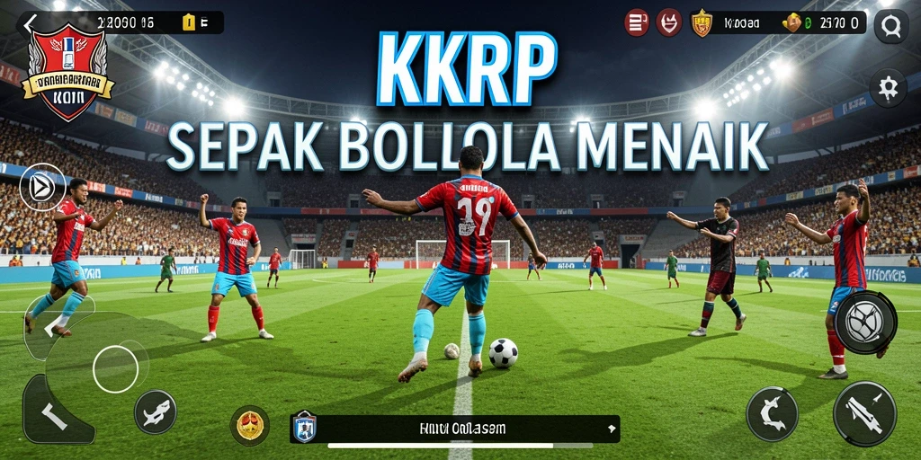Tangkapan layar gameplay <strong>KKRP</strong> yang menampilkan pertandingan sepak bola yang mendebarkan.