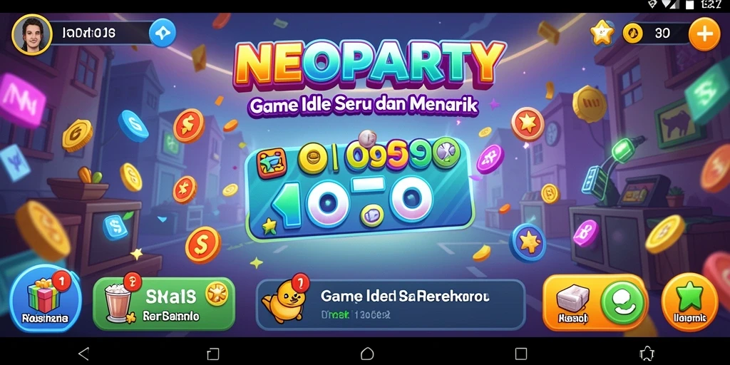 Tampilan gameplay NEOPARTY yang menarik dan penuh warna.