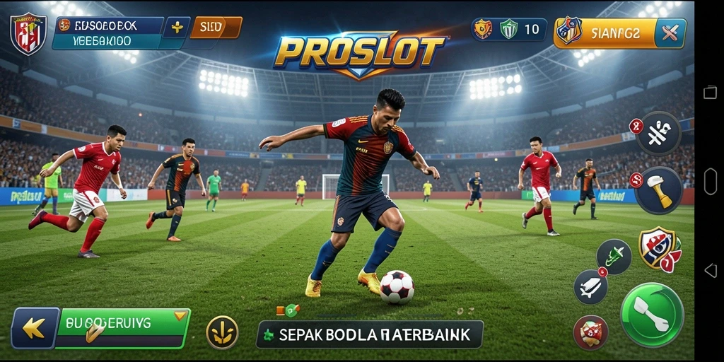 Tampilan gameplay PROSLOT yang mendebarkan dalam pertandingan sepak bola.