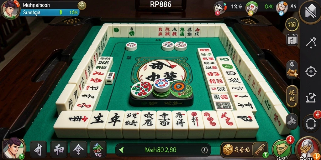 Screenshot gameplay RP886 menampilkan aksi seru permainan Mahjong.
