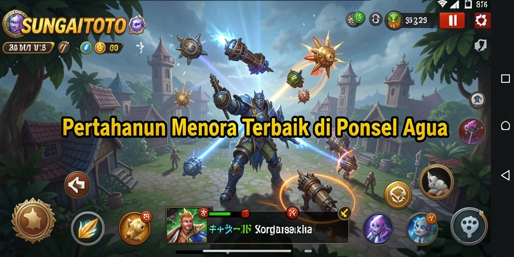 Gameplay menunjukkan pertahanan menara yang intens dan seru.